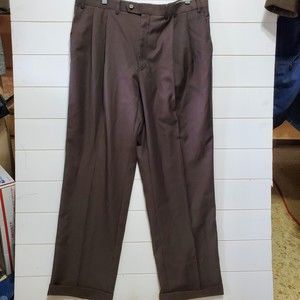 RALPH Ralph Lauren mens size 36 x 30 pleated brown houndstooth dress slacks pant